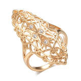 Vintage 585 Golden Rings For Women Cutout Party Jewelry