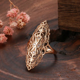Vintage 585 Golden Rings For Women Cutout Party Jewelry