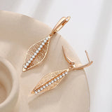 Vintage Natural Zircon Long Drop Earrings 585 Rose Jewelry Gift