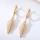 Vintage Natural Zircon Long Drop Earrings 585 Rose Jewelry Gift