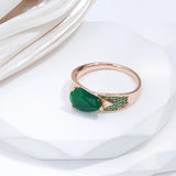 Dark Green Opal Water Drop Ring 585 Rose Fine Jewelry