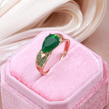 Dark Green Opal Water Drop Ring 585 Rose Fine Jewelry