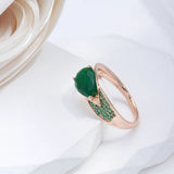 Dark Green Opal Water Drop Ring 585 Rose Fine Jewelry