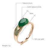 Dark Green Opal Water Drop Ring 585 Rose Fine Jewelry