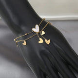 316L Stainless Steel Heart Love Anklets For Women Girl Multi-layer Chains