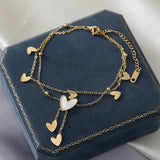 316L Stainless Steel Heart Love Anklets For Women Girl Multi-layer Chains