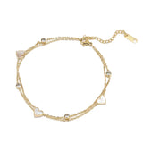 SZN 316L Stainless Steel Love Heart Beads Anklets Multi-layer Chains Jewelry