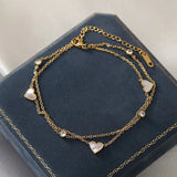 SZN 316L Stainless Steel Love Heart Beads Anklets Multi-layer Chains Jewelry