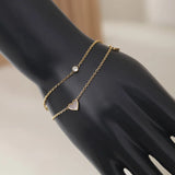 SZN 316L Stainless Steel Love Heart Beads Anklets Multi-layer Chains Jewelry