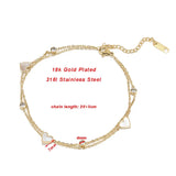 SZN 316L Stainless Steel Love Heart Beads Anklets Multi-layer Chains Jewelry