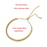 316L Stainless Steel Wheat Ear Charm Bracelet Adjustable Bead Round for Women