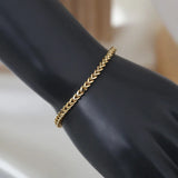 316L Stainless Steel Wheat Ear Charm Bracelet Adjustable Bead Round for Women