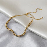316L Stainless Steel Wheat Ear Charm Bracelet Adjustable Bead Round for Women