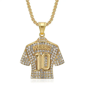 SZN Messi 10 Jersey Pendant Necklace with Crystals