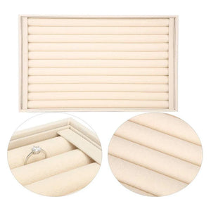 SZanban Velvet Ring Trays Jewelry Holder Box 10 Slots Earring Organizer - Beige