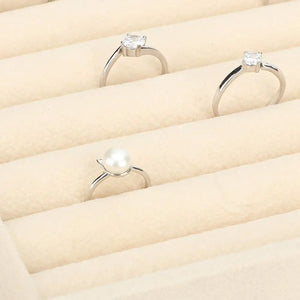 SZanban Velvet Ring Trays Jewelry Holder Box 10 Slots Earring Organizer - Beige