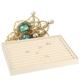 SZanban Velvet Ring Trays Jewelry Holder Box 10 Slots Earring Organizer - Beige