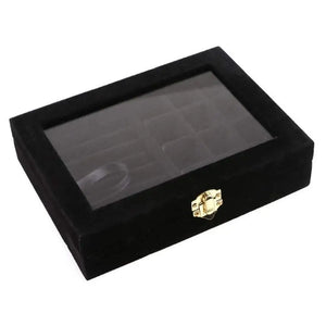 12 Grids Jewelry Storage Organizer Necklaces Bracelets Display Box-Black