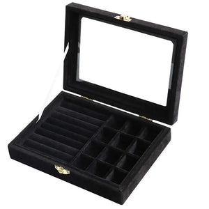 12 Grids Jewelry Storage Organizer Necklaces Bracelets Display Box-Black