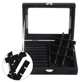 12 Grids Jewelry Storage Organizer Necklaces Bracelets Display Box-Black