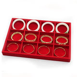 Red Velvet Jewelry Ring Display Case Tray Holder Earrings Storage Box