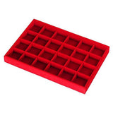 24 Compartment Red Velvet Jewelry Tray Drawer Organizer Storage