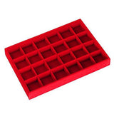 24 Compartment Red Velvet Jewelry Tray Drawer Organizer Storage