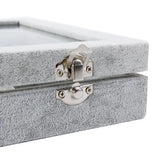 32 Pairs Clear Lid Earrings Organizer Gray Velvet Jewelry Tray Display