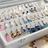 32 Pairs Clear Lid Earrings Organizer Gray Velvet Jewelry Tray Display