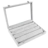 32 Pairs Clear Lid Earrings Organizer Gray Velvet Jewelry Tray Display