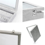 32 Pairs Clear Lid Earrings Organizer Gray Velvet Jewelry Tray Display