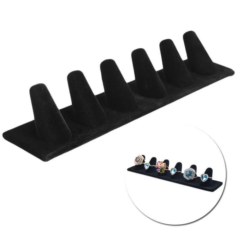 6 Finger Velvet Jewelry Ring Display Stand Holder Organizer