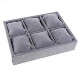 6 Grids Gray Velvet Bangle Bracelet Organizer Watch Display Stand Case