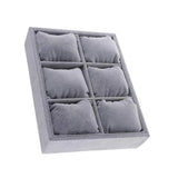 6 Grids Gray Velvet Bangle Bracelet Organizer Watch Display Stand Case