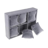 6 Grids Gray Velvet Bangle Bracelet Organizer Watch Display Stand Case