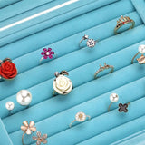 7 Slots Velvet Glass Jewelry Display Storage Box Ring Earrings Holder Case
