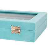 7 Slots Velvet Glass Jewelry Display Storage Box Ring Earrings Holder Case