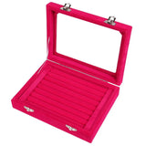Velvet Glass Ring Case Jewelry Display Storage Box Holder