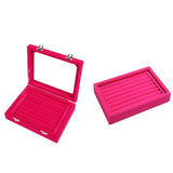 Velvet Glass Ring Case Jewelry Display Storage Box Holder