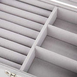 Gray Velvet Jewelry Display Box with Metal Lock