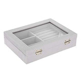 Gray Velvet Jewelry Display Box with Metal Lock