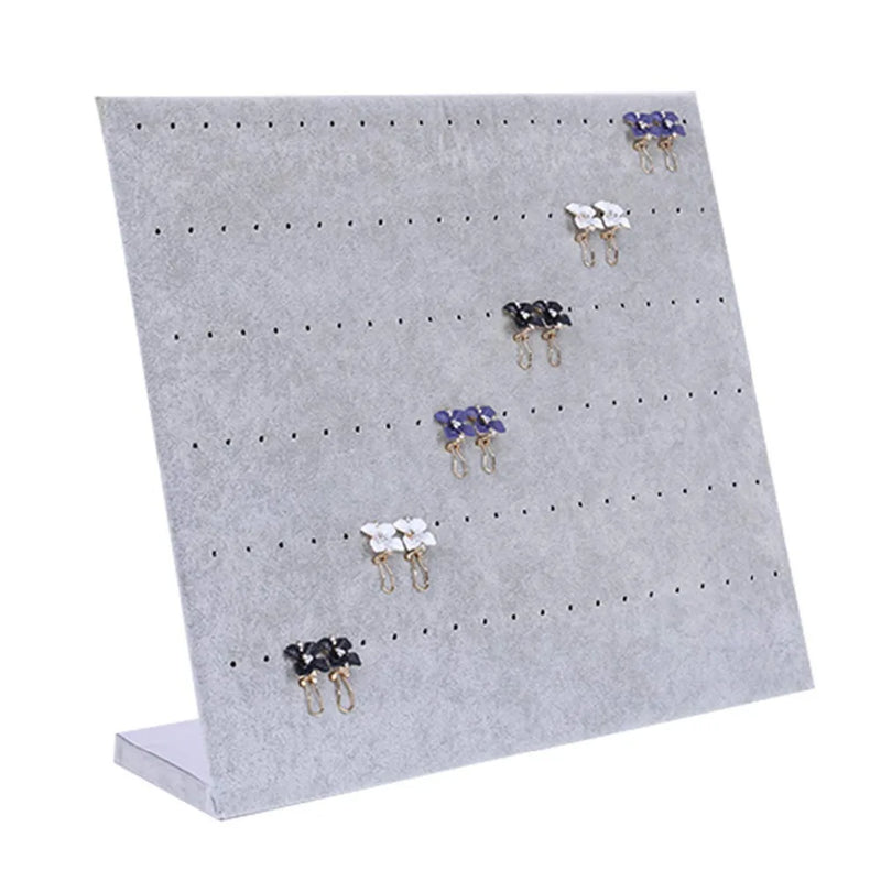 Gray Velvet Earrings Display Organizer Stand