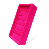 Hot Pink Jewelry Trays Ring Display Stand Box 7 Slot Velvet Bracelet Showcase