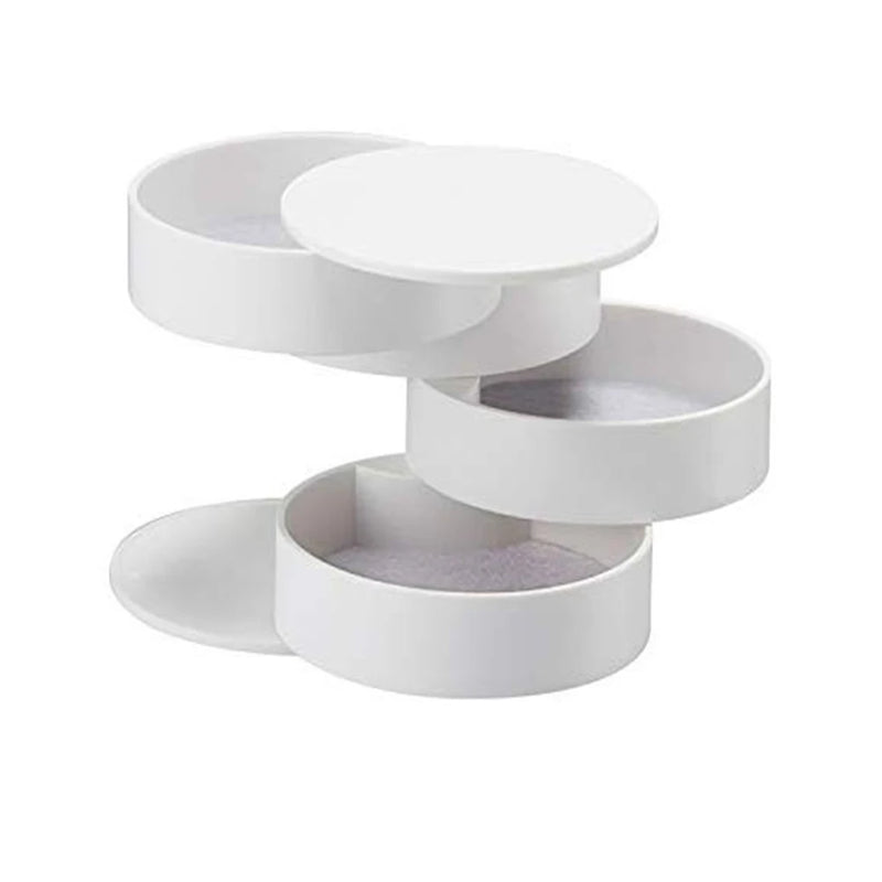 4-Layer Jewelry Accessory Organizer Box Travel Storage 360 Rotating Case