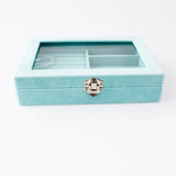 Vintage Earring Organizer Box Velvet Jewelry Tray Showcase Display