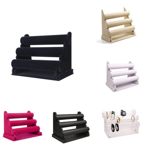 Triple Tier Velvet Jewelry Display Stand Bracelet Necklace Organizer