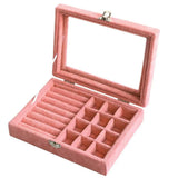 Velvet Glass Jewelry Box with Lock - Multi-Function Display Holder