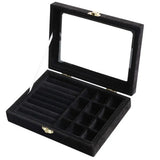 Velvet Glass Jewelry Box with Lock - Multi-Function Display Holder