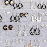 Velvet Jewelry Tray Earrings Organizer Storage Gray