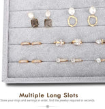 Stackable Jewelry Organizer-Grey Velvet 10 Slots Ring Holder Earrings Tray Showc